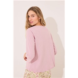 Camiseta lisa manga larga 100% algodón rosa
