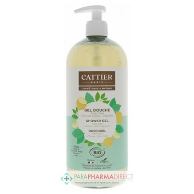 Cattier Gel Douche Aloe Vera Citron Menthe Bio 1L