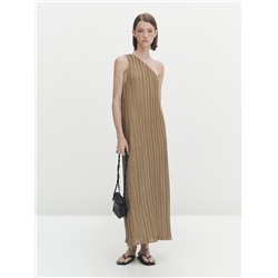 Vestido midi asimétrico plisado