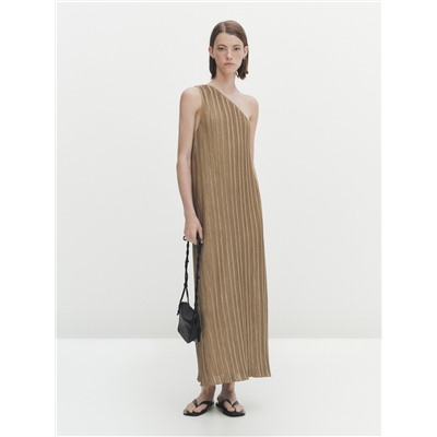 Vestido midi asimétrico plisado