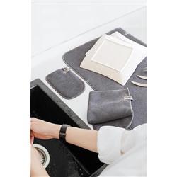 HAMUR Gri Microwell 3 Prç Set Microfiber Bulaşık Kurutma Matı 3'lü Mutfak Seti Kurulama Bezi Örtüsü E68MF095097HM