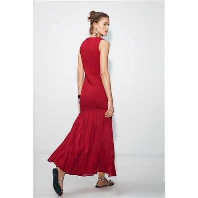 LONG COMBINED KNIT DRESS