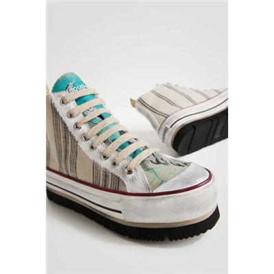 Sneakers altas plataforma rayas