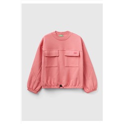 United Colors of BenettonKız Çocuk Fuşya Cep Detaylı Balon Kollu Sweatshirt