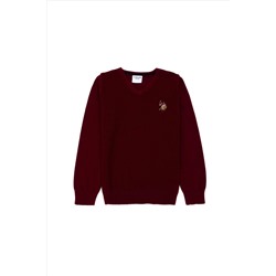 Erkek Çocuk Bordo Basic V - Yaka Kazak