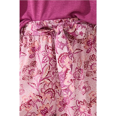 Pantalón largo estampado rosa