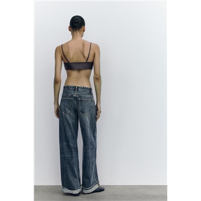 RELAXED FIT FOLD-UP LOW-RISE JEANS