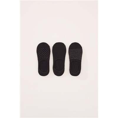 Pack 3 calcetines invisibles algodón negro