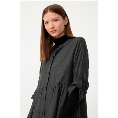 Vestido camisero Gris oscuro