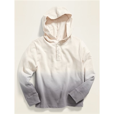 Dip-Dye Pullover Henley Hoodie for Boys