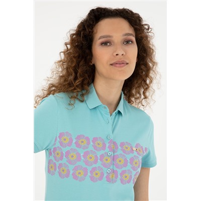 Kadın Mint Polo Yaka Tişört