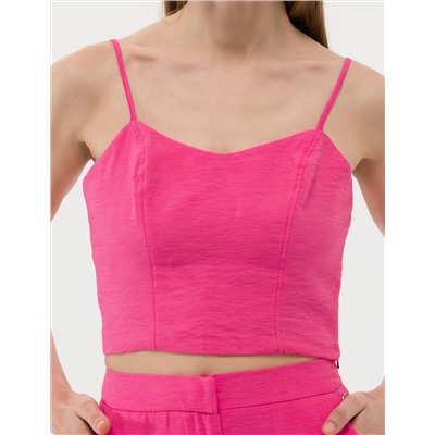 Pembe Crop Askılı Bluz