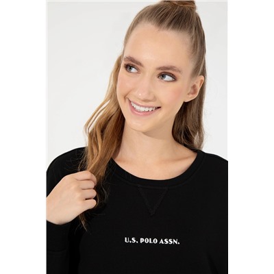Kadın Siyah Bisiklet Yaka Sweatshirt