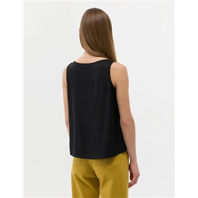 Siyah Regular Fit Kolsuz Bluz