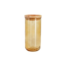 Банка для сыпучих продуктов, 820 мл, стекло/дерево, светло-коричневая, Jars, 63297