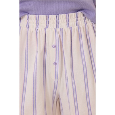 Pijama corto algodón lila rayas
