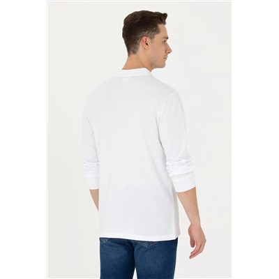 Erkek Beyaz Basic Sweatshirt