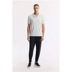 Avva, Erkek Açık Gri Apaj Yaka Jakarlı T-shirt A51Y1069