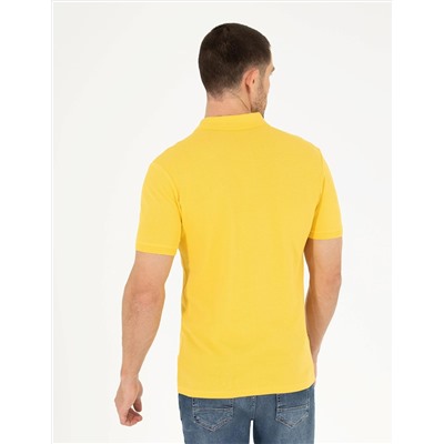 Sarı Slim Fit Polo Yaka Basic Tişört