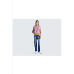 United Colors of Benetton Kadın Hardal Mix Intersiya Örgü Hafif Düşük Omuzlu Kazak 123P1085E104K-65L