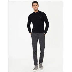 Lacivert Slim Fit Yarım Balıkçı Yaka Basic Triko Kazak