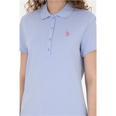 Kadın Mavi Basic Polo Yaka Tişört