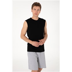Erkek Regular Fit Bisiklet Yaka Siyah Tişört