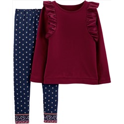 2-Piece Ruffle Top & Floral Legging Set