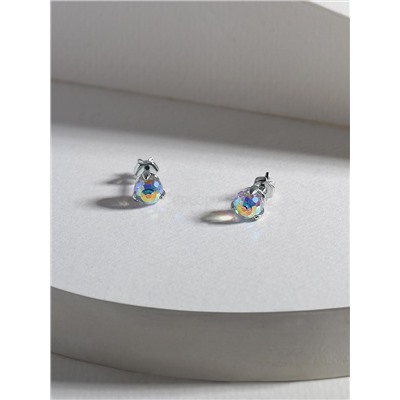 Серьги-пусеты из серебра с кристаллами Swarovski Северное сияние родированные 925 пробы 0057с-001AB
