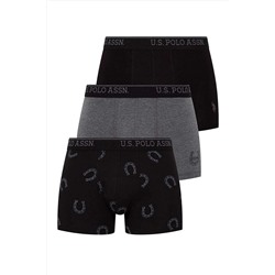 U.S. Polo Assn. Erkek Antrasit Melanj - Siyah 3 Lü Boxer US.01.80304