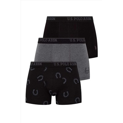 U.S. Polo Assn. Erkek Antrasit Melanj - Siyah 3 Lü Boxer US.01.80304