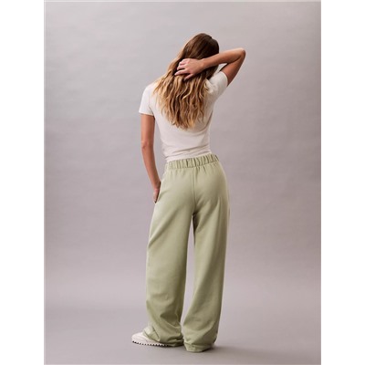 New Arrival Fleece Logo Patch Wide Leg Pants
