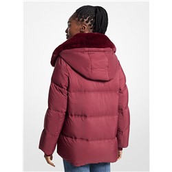Quilted Puffer Jacket With Faux Fur Collar