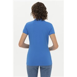 Kadın Saks Basic Polo Yaka Tişört