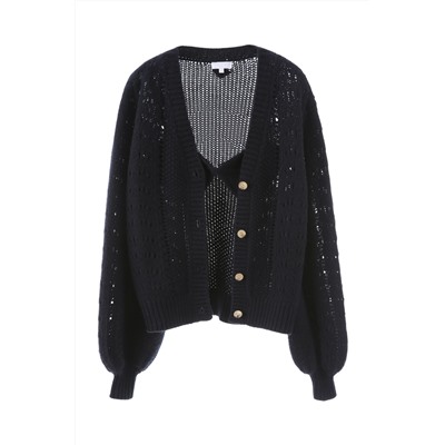 Cárdigan de lana y mohair Negro