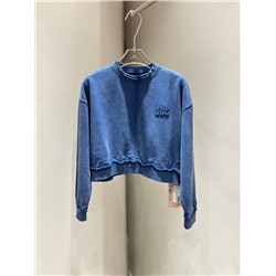 Женский укороченый свитшот Miu Mi*u 💙  Реплика 1:1