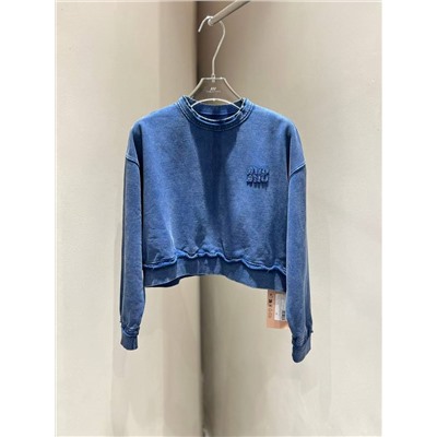 Женский укороченый свитшот Miu Mi*u 💙  Реплика 1:1