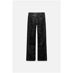 TRF MID-WAIST FLOCKED ANIMAL PRINT JEANS