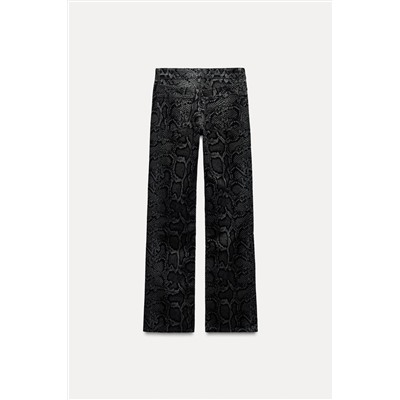 TRF MID-WAIST FLOCKED ANIMAL PRINT JEANS