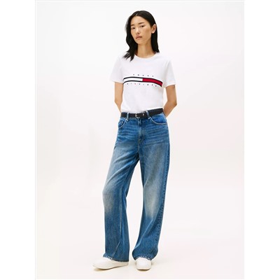 Embroidered Flag Stripe Logo T-Shirt