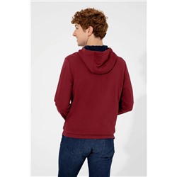 Erkek Vişne Kapüşonlu Sweatshirt