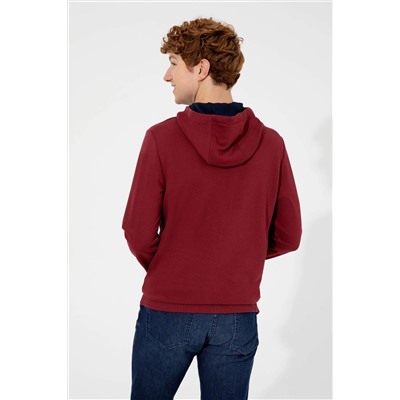 Erkek Vişne Kapüşonlu Sweatshirt