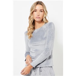 Camiseta de terciopelo - Gris claro