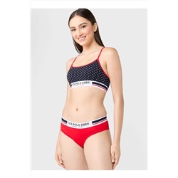 U.S. Polo Assn. Kadın Pamuklu Likralı Puantiyeli 2'li Büstiyer Slip Set U7S7P3O6L3
