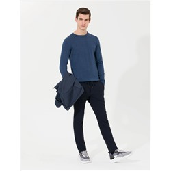 İndigo Melanj Slim Fit Bisiklet Yaka Basic Triko Kazak