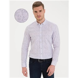 Mor Slim Fit Uzun Kollu Gömlek