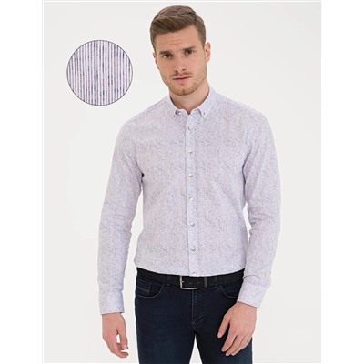 Mor Slim Fit Uzun Kollu Gömlek