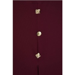 Bordo Aksesuar Düğmeli Bisiklet Yaka Regular Boy Yelek Örme Bluz TBBSS25AF00121