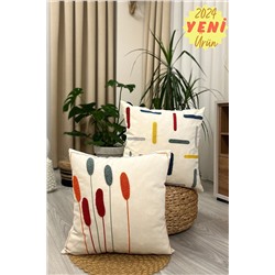 Filamente 2'li Set Özel Tasarım Gerçek Punch Panç Desen Bohem Kırlent Kılıfı Bej FLMT-PSET-02