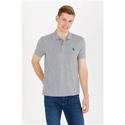 Erkek Gri Melanj Basic Polo Yaka Tişört